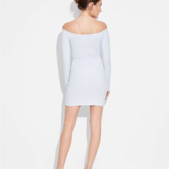 Wild Fable White Ribbed Ruched Off-Shoulder Dress - Picture 2 of 2
